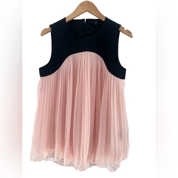 Tibi Blush Pleated Top features classic accordion pleating sculpted - Picture 1 of 4